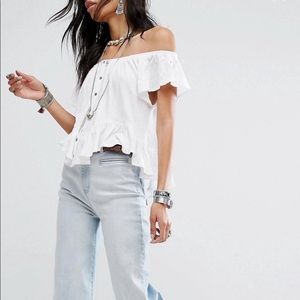 Free People Mint Julep Off the Shoulder Top